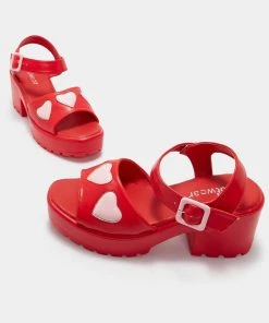 Koi Footwear Romance Rebel Heart Sandals Red
