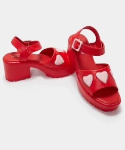 Koi Footwear Romance Rebel Heart Sandals Red