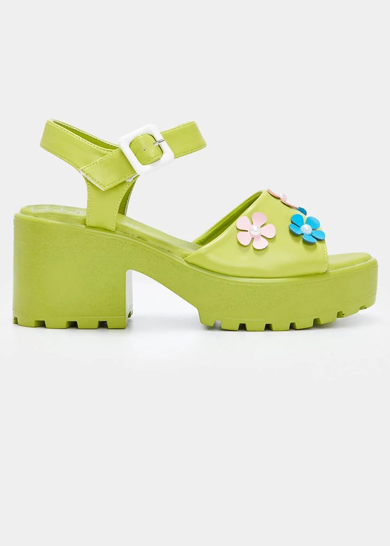 Koi Footwear Cozy Flower Garden Sandals Green New In