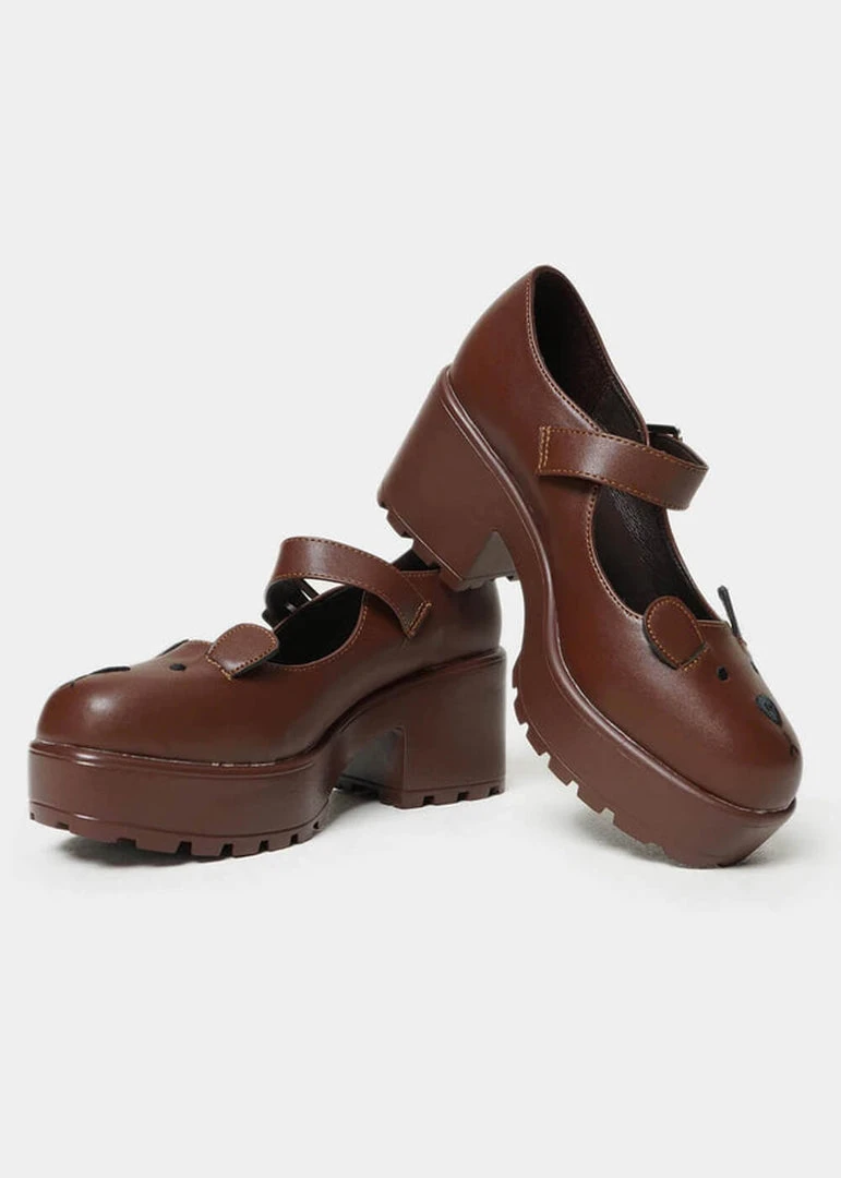 Koi Footwear Tira Prizzly Bear Mary Janes Pumps Brown New In