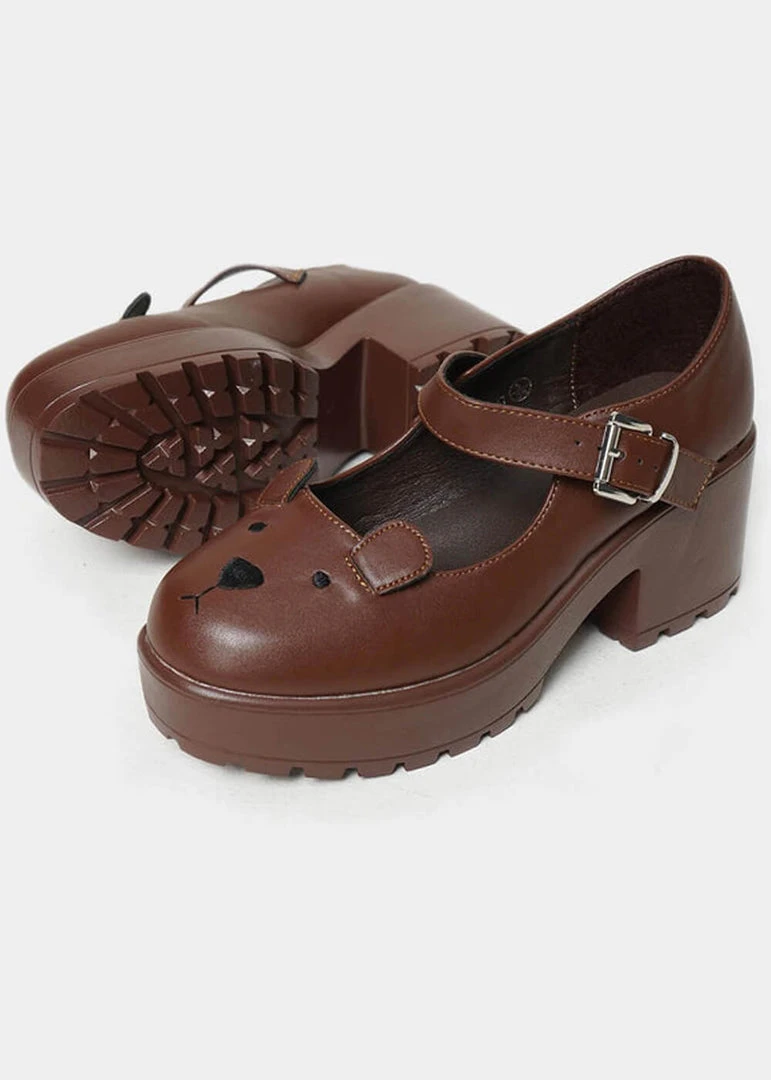 Koi Footwear Tira Prizzly Bear Mary Janes Pumps Brown New In