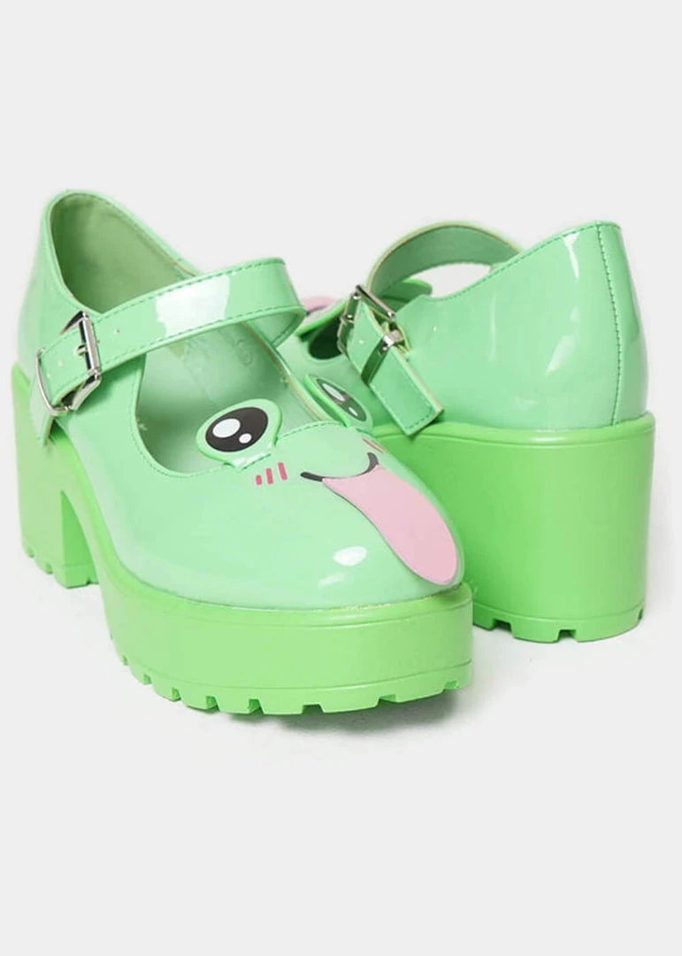 Koi Footwear Tira Cheeky Frog Mary Janes Pumps Green New In