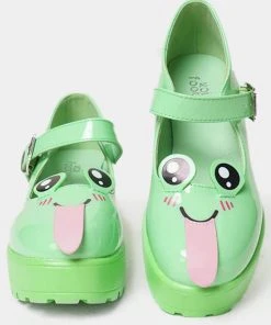 Koi Footwear Tira Cheeky Frog Mary Janes Pumps Green New In