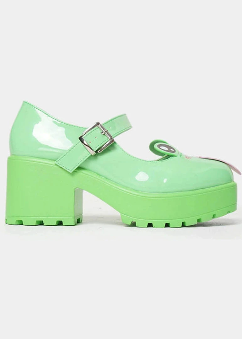 Koi Footwear Tira Cheeky Frog Mary Janes Pumps Green New In