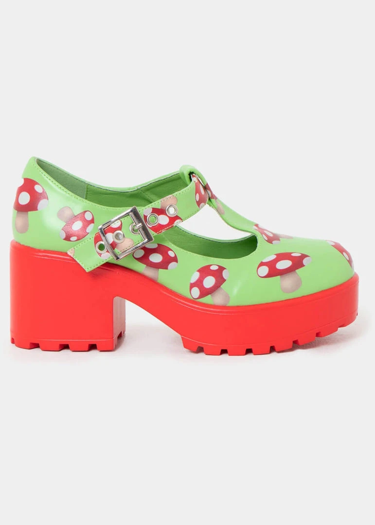 Koi Footwear Sai Toad Mushroom Mary Janes Pumps Green New In