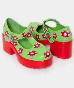 Koi Footwear Sai Toad Mushroom Mary Janes Pumps Green New In