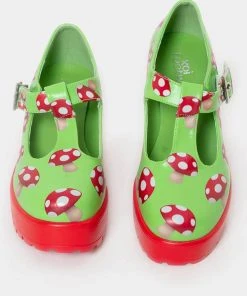Koi Footwear Sai Toad Mushroom Mary Janes Pumps Green New In