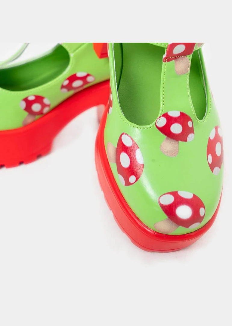 Koi Footwear Sai Toad Mushroom Mary Janes Pumps Green New In