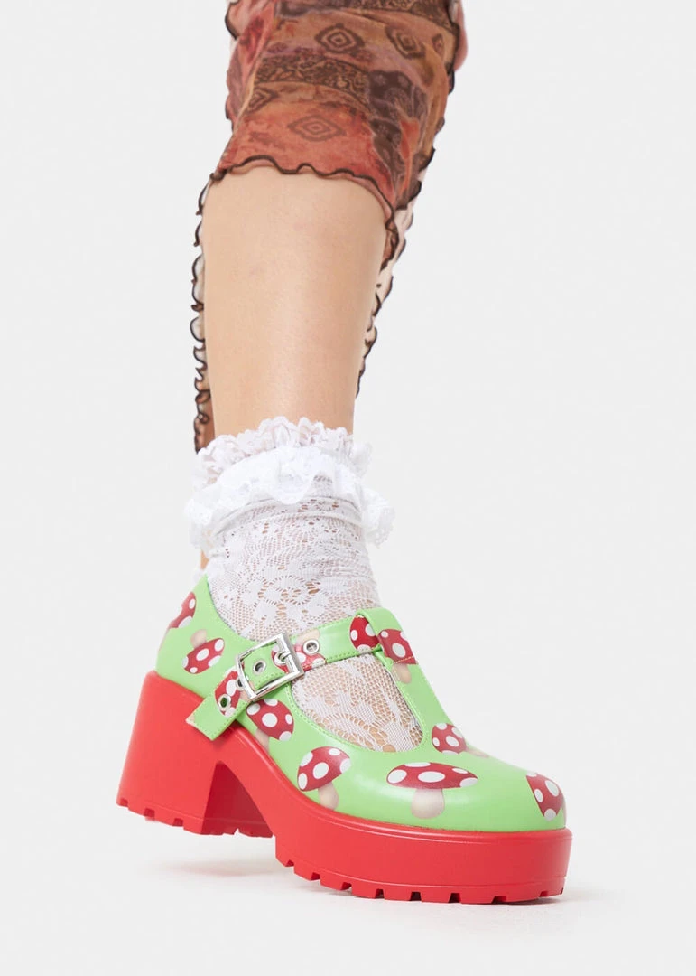 Koi Footwear Sai Toad Mushroom Mary Janes Pumps Green New In
