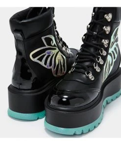 New In Koi Footwear Tooth Fairy's Intent Platform Boots Black
