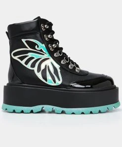 New In Koi Footwear Tooth Fairy's Intent Platform Boots Black