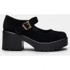 New In Koi Footwear Tira Suede Classic Mary Janes Pumps Black