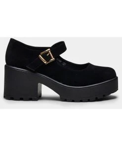 New In Koi Footwear Tira Suede Classic Mary Janes Pumps Black