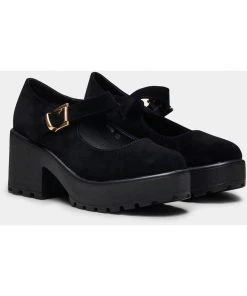 New In Koi Footwear Tira Suede Classic Mary Janes Pumps Black