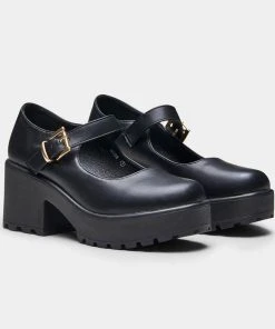 New In Koi Footwear Tira PU Classic Mary Janes Pumps Black