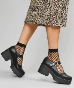 New In Koi Footwear Tira PU Classic Mary Janes Pumps Black