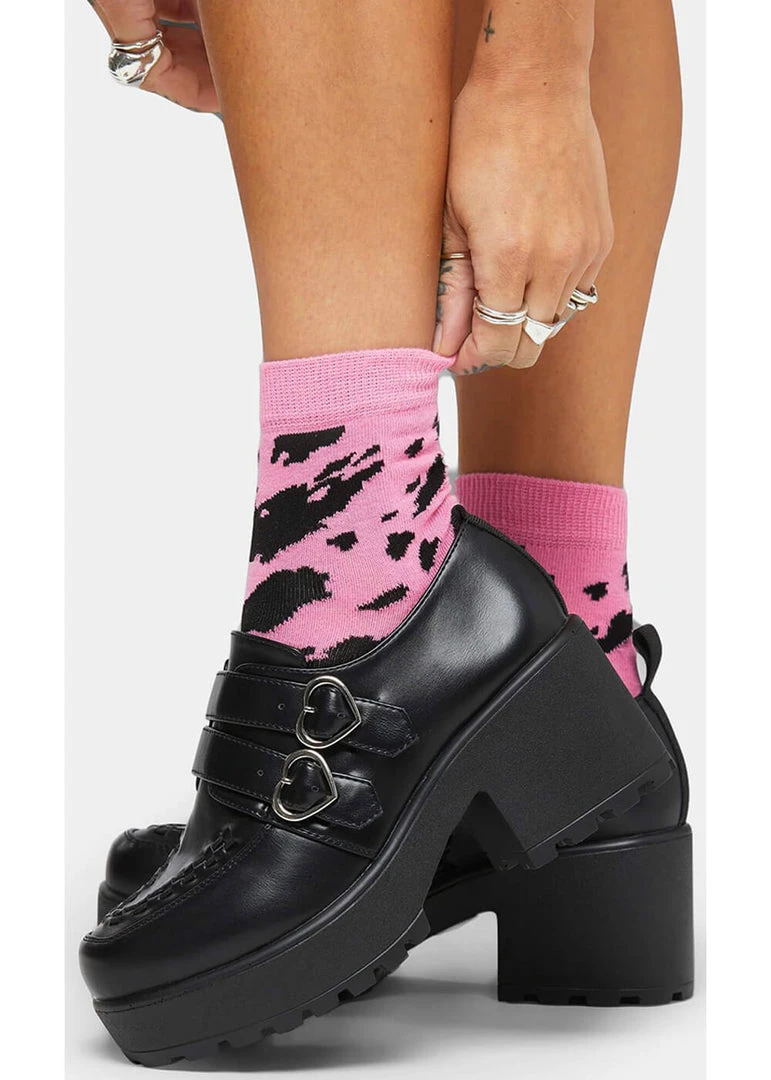 Koi Footwear Oxford Heart Platform Shoes Black