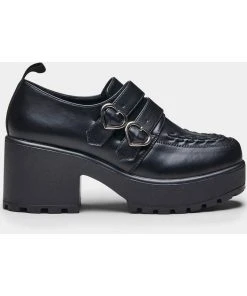 Koi Footwear Oxford Heart Platform Shoes Black
