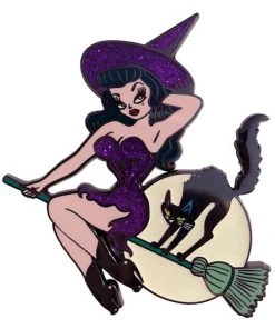 New In Kreepsville Hex Kitten XL Enamel Pin Black