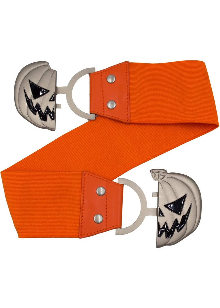 Kreepsville Trick Or Treat Pumpkin Elastic Belt Orange New In