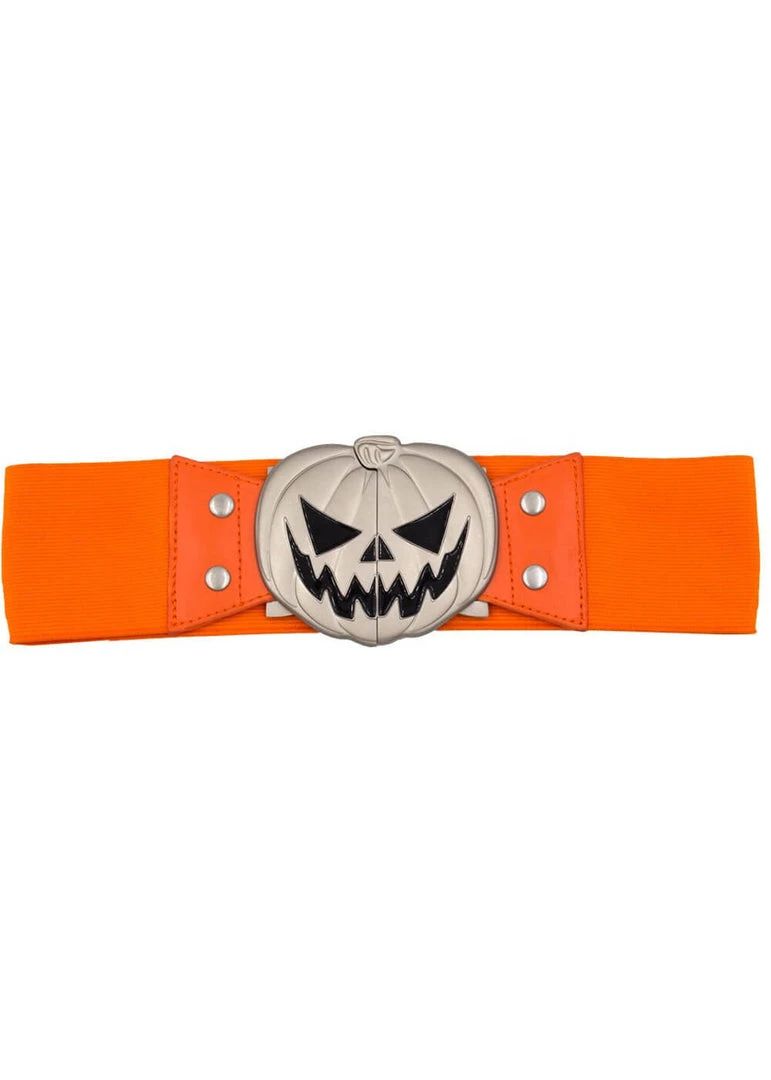 Kreepsville Trick Or Treat Pumpkin Elastic Belt Orange New In