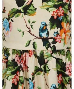 New In Lady Vintage Kids Hummingbird 50's Swing Dress Champagne