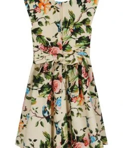 New In Lady Vintage Kids Hummingbird 50's Swing Dress Champagne