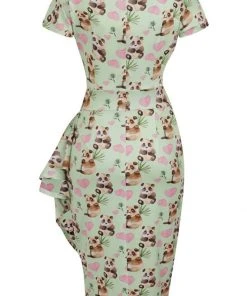 Lady Vintage Elsie Cute Panda 50's Pencil Dress New In