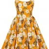 Lady Vintage Halliday Butterfly Bloom 50s Swing Dress Orange