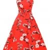 Lady Vintage Hepburn Crimson Tide 50's Swing Dress Red