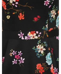 Lady Vintage Hepburn Ditsy Floral 50's Swing Dress Black