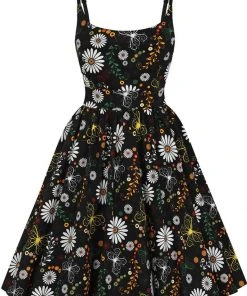 Lady Vintage Halliday Ditsy Daisy 50's Swing Dress Black