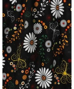 Lady Vintage Halliday Ditsy Daisy 50's Swing Dress Black