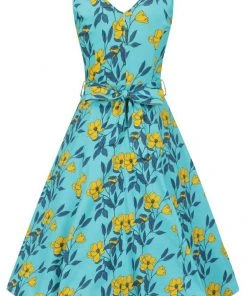 Lady Vintage Charlotte Celestial Beauty 50's Swing Dress Blue