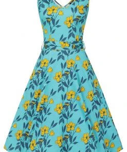 Lady Vintage Charlotte Celestial Beauty 50's Swing Dress Blue