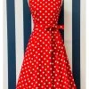 Lady Vintage Hepburn Polkadot 50's Swing Dress Red White
