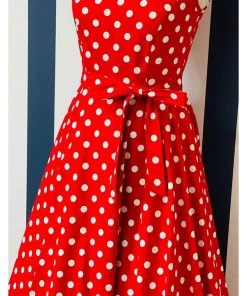 Lady Vintage Hepburn Polkadot 50's Swing Dress Red White