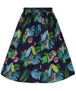 Lady Vintage Love Birds 50's Swing Skirt Black New In