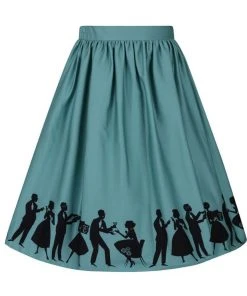 New In Lady Vintage Party 50's Swing Skirt Teal