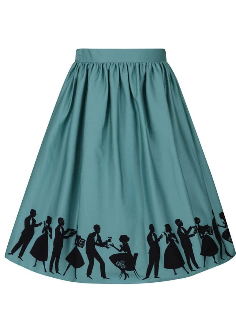 New In Lady Vintage Party 50's Swing Skirt Teal