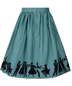 New In Lady Vintage Party 50's Swing Skirt Teal