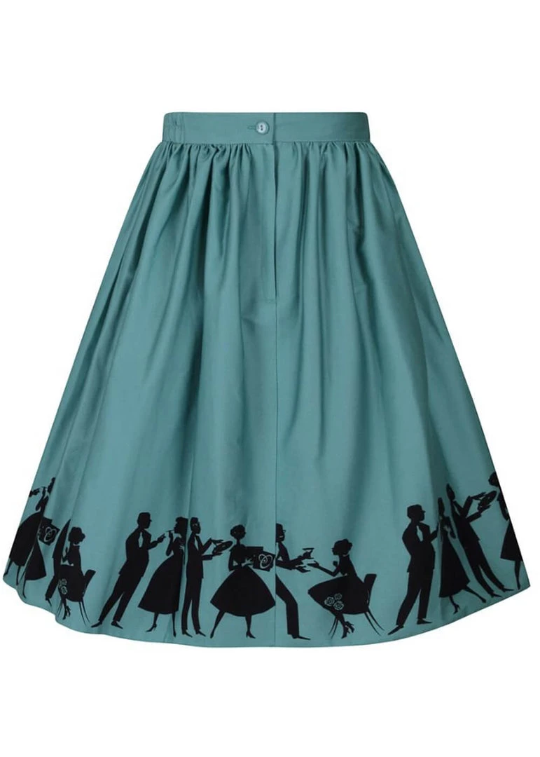 New In Lady Vintage Party 50's Swing Skirt Teal