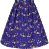Lady Vintage Space Cats 50's Swing Skirt Blue