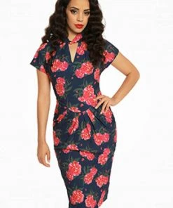Lindy Bop Emma Camellias 40's Pencil Dress
