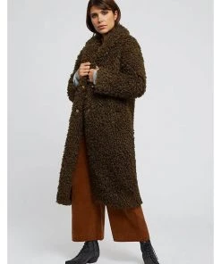 New In Louche Treerise Hair 70's Coat Khaki