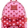 Loungefly Disney Minnie Mouse Polkadot Bow Backpack Wth Fanny Pack Pink