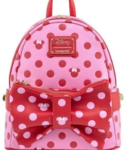 Loungefly Disney Minnie Mouse Polkadot Bow Backpack Wth Fanny Pack Pink