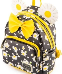 New In Loungefly Disney Minnie Mouse Daisies Backpack Black