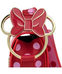 Loungefly Disney Minnie Mouse Polkadot Bow Strap Shoulderbag Pink New In
