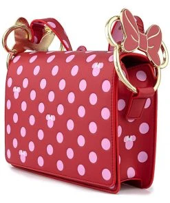 Loungefly Disney Minnie Mouse Polkadot Bow Strap Shoulderbag Pink New In